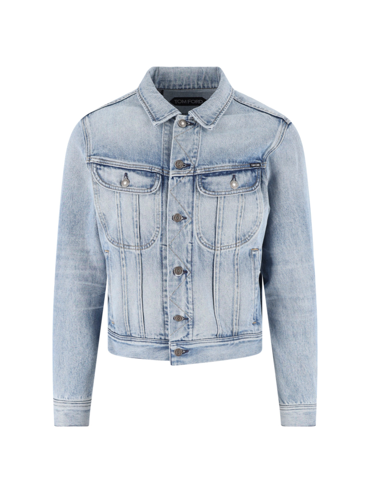 Light Wash Tailored Cropped Denim Jacket