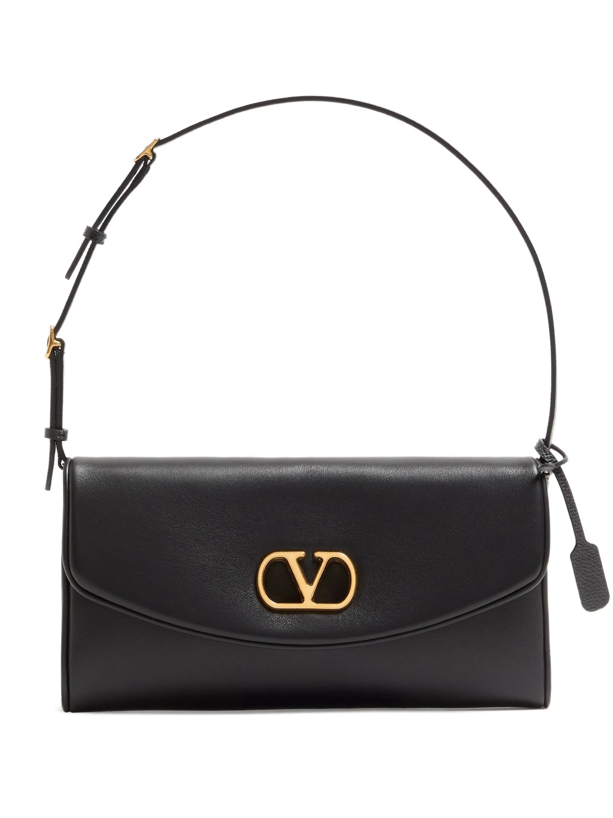Black Devain Nappa Leather Structured Clutch