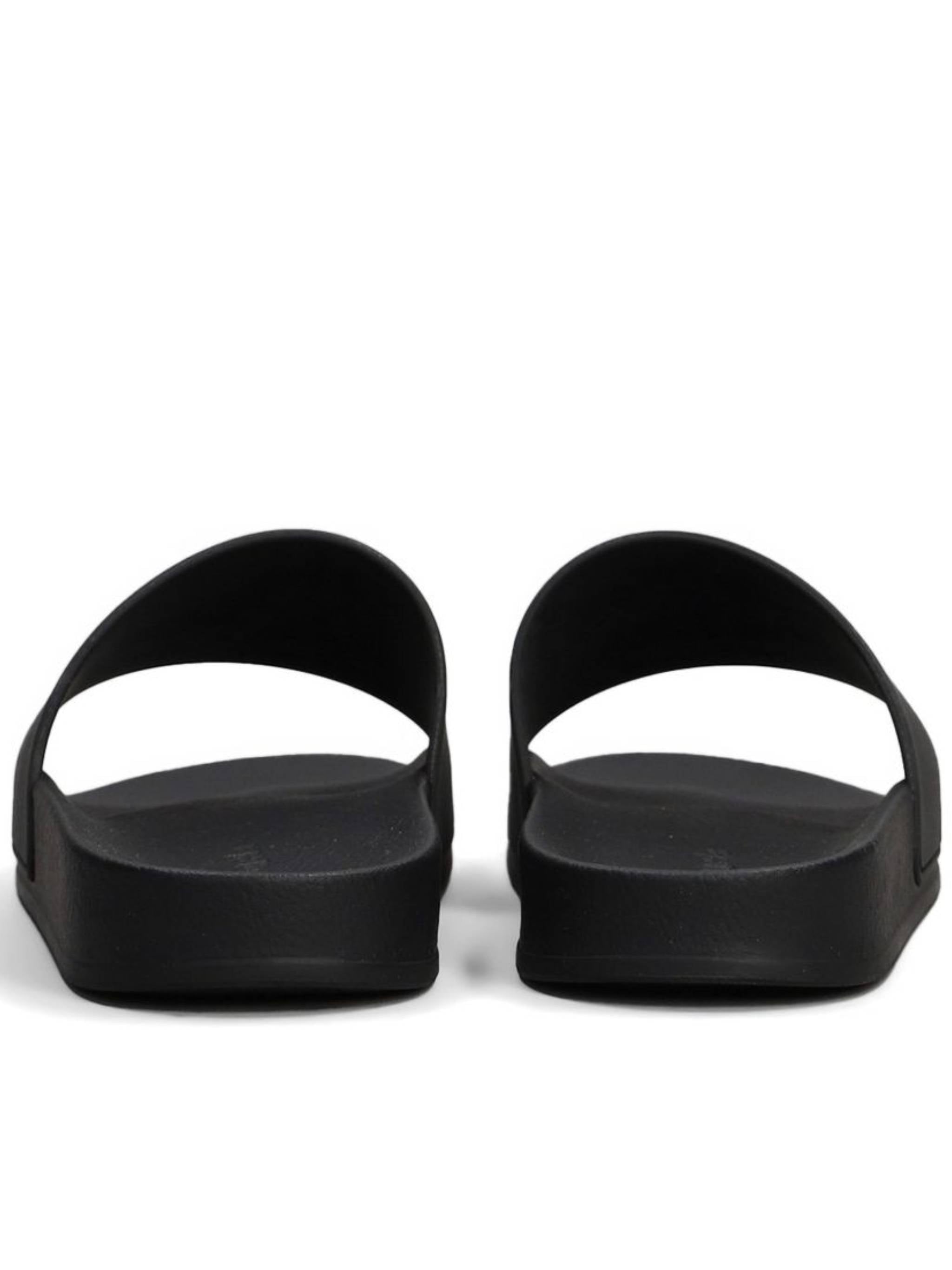 Black Classic Logo Sliders Logo Sandals