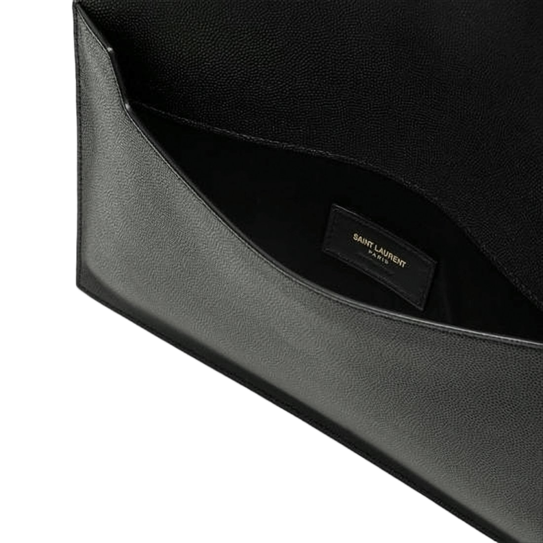 Textured Calfskin Clutch with Gold-tone YSL Logo