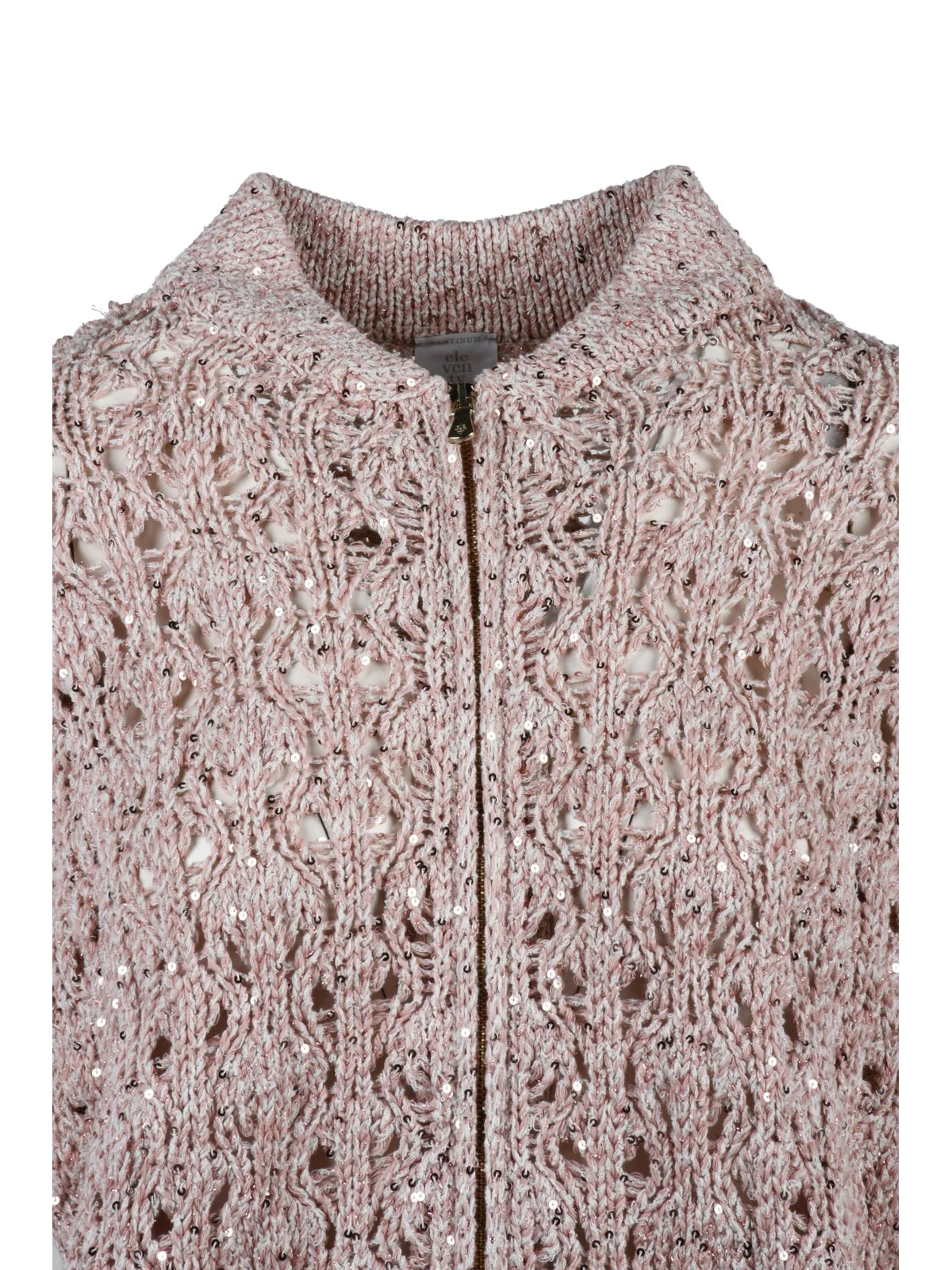 Pink Cotton Polyamide Polyester Zip Cardigan