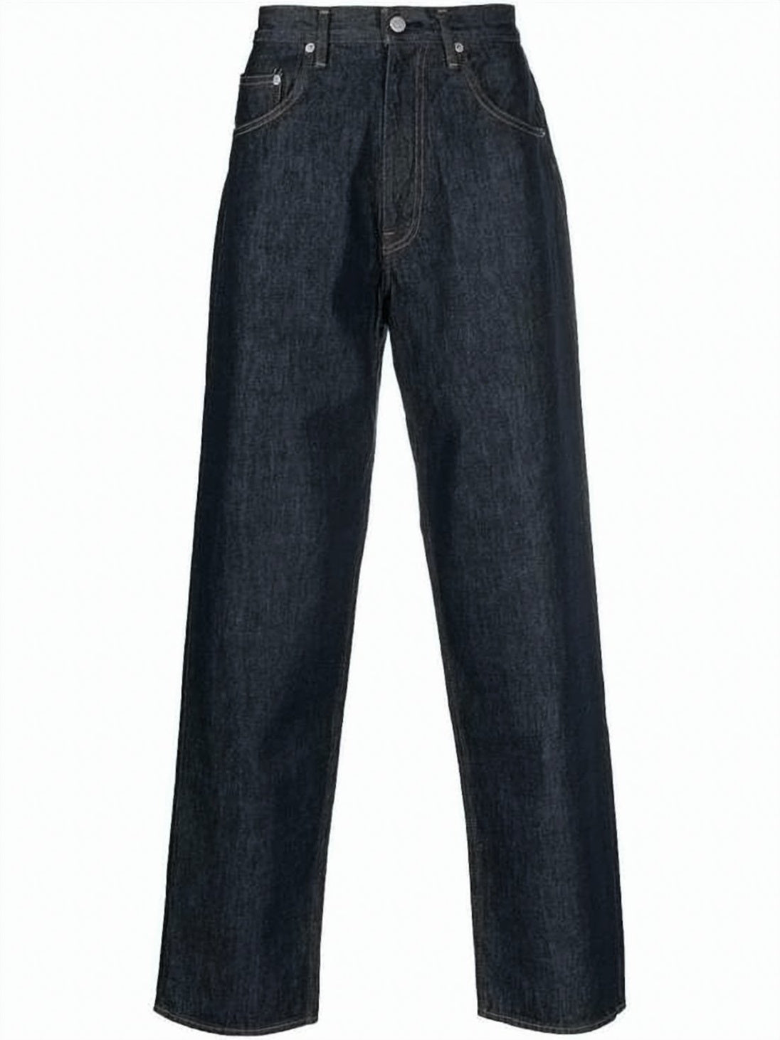 Straight-Leg Indigo Denim Pants with Traditional Five-Pocket Style