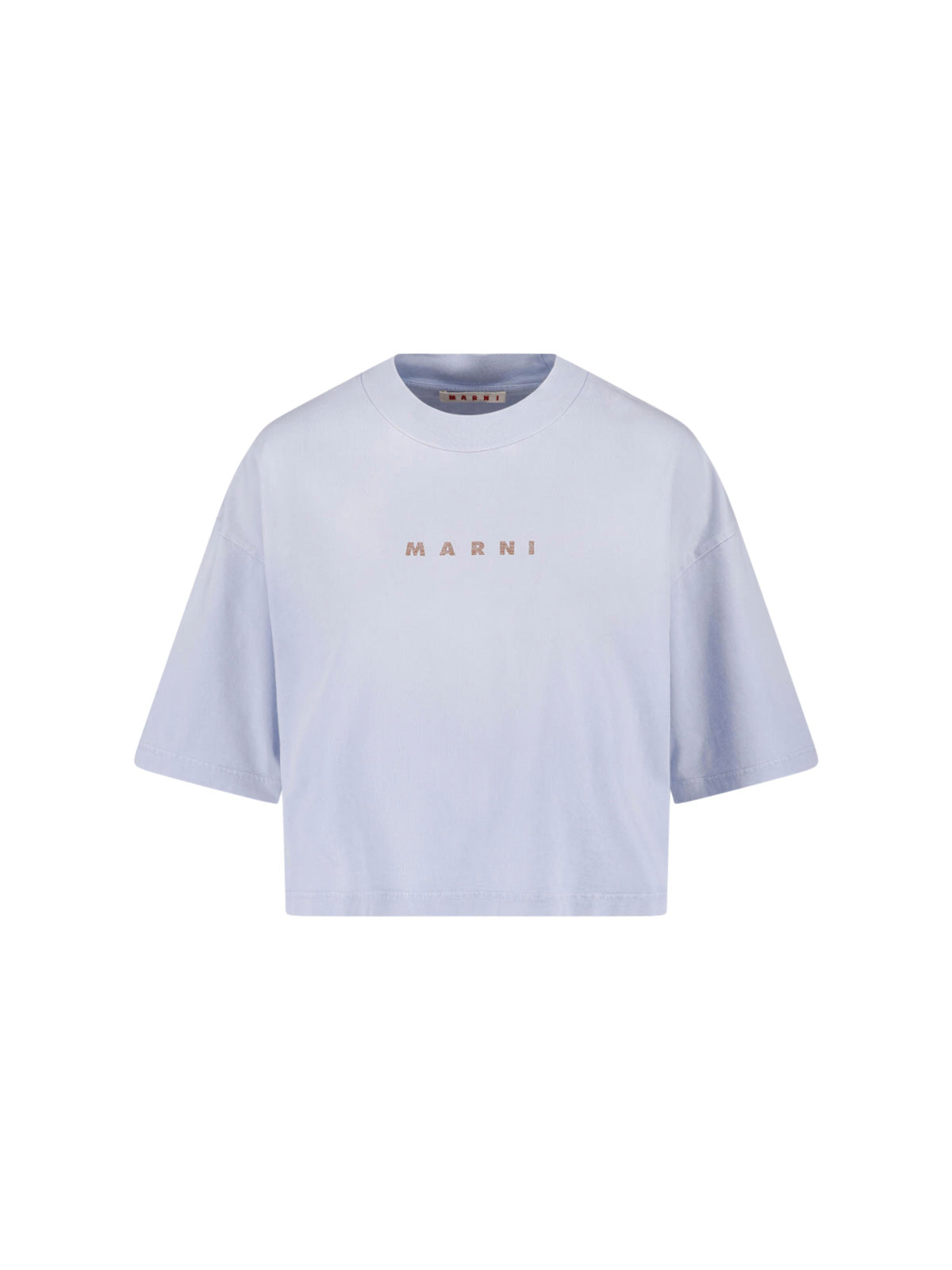 Grey Cropped Logo Cotton T-shirt