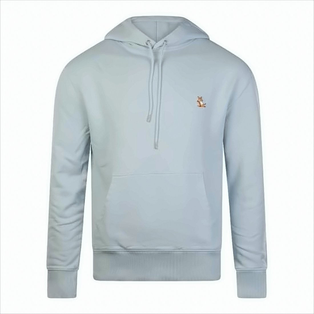 Relaxed Fit Blue Cotton Hoodie With Embroidered Fox Logo