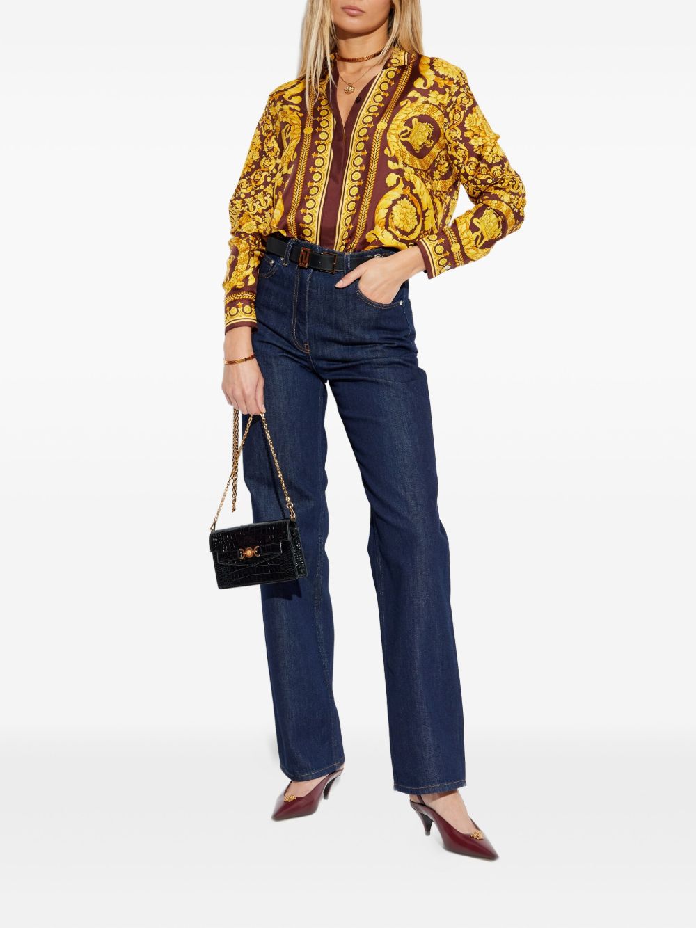 Baroque-Inspired Silk and Nylon Blend Top