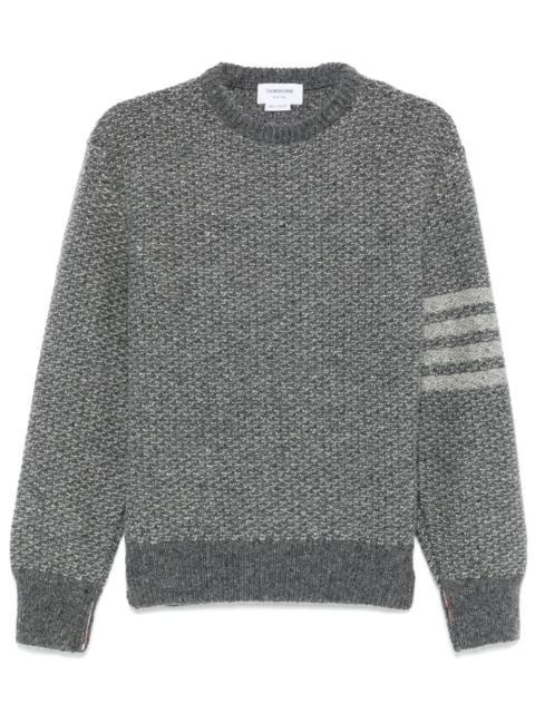 Textured Knit Sweater with Classic Crew Neckline and Refined Striped Detail