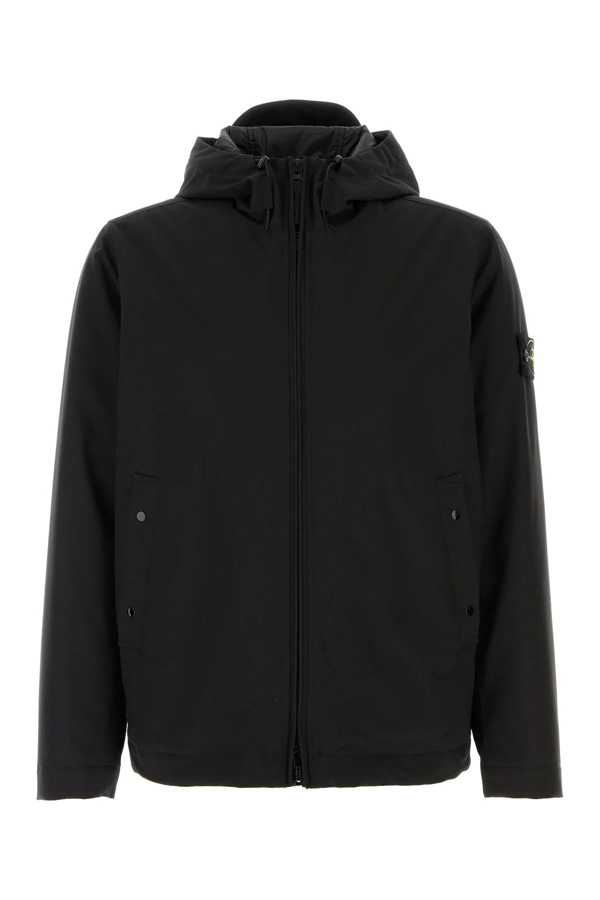 Black Outerwear Jacket With Hood