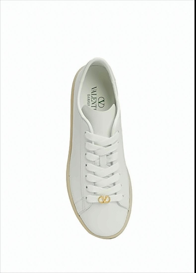 Low-Top Smooth Leather Sneakers with Gold-Tone Logo