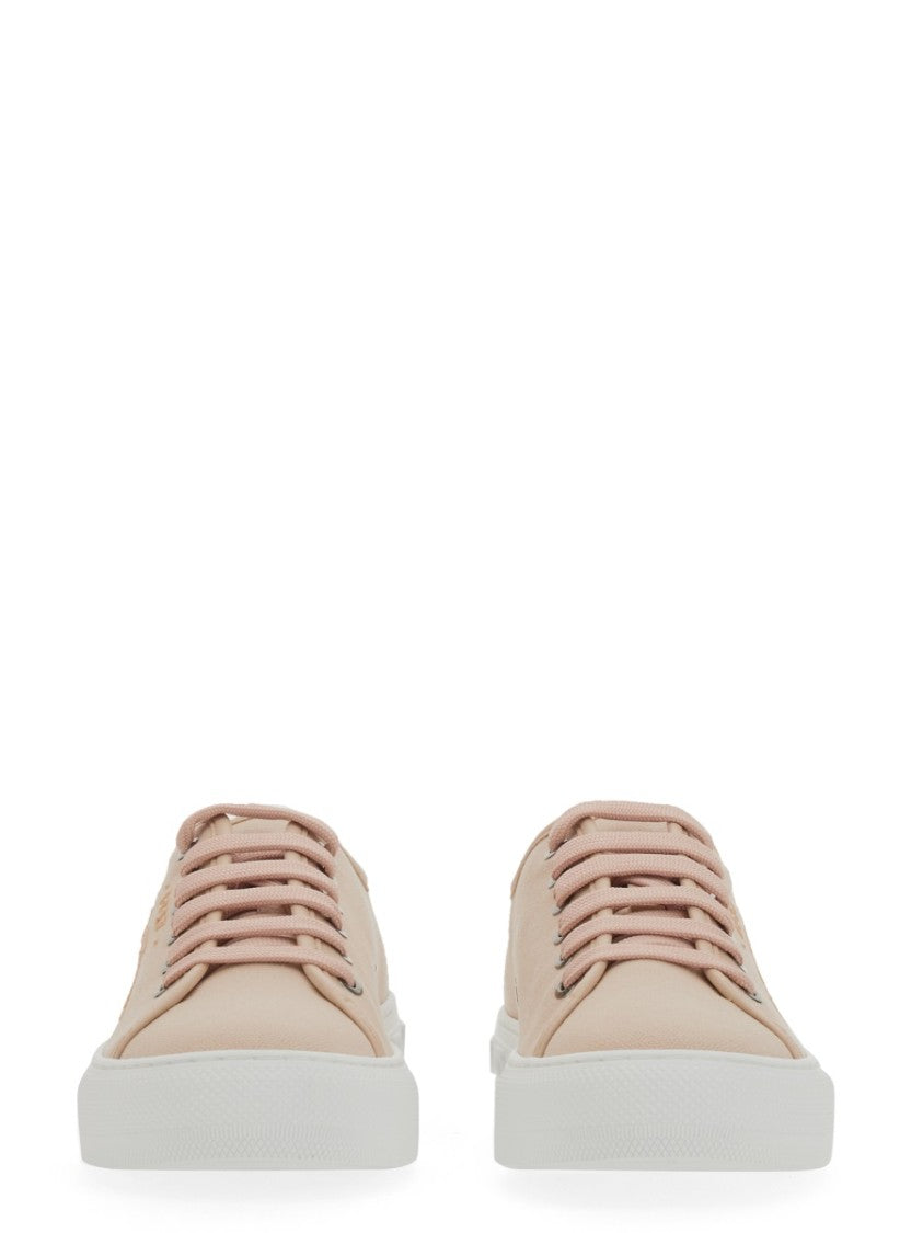 Low-Top Beige Sneakers With Subtle Logo