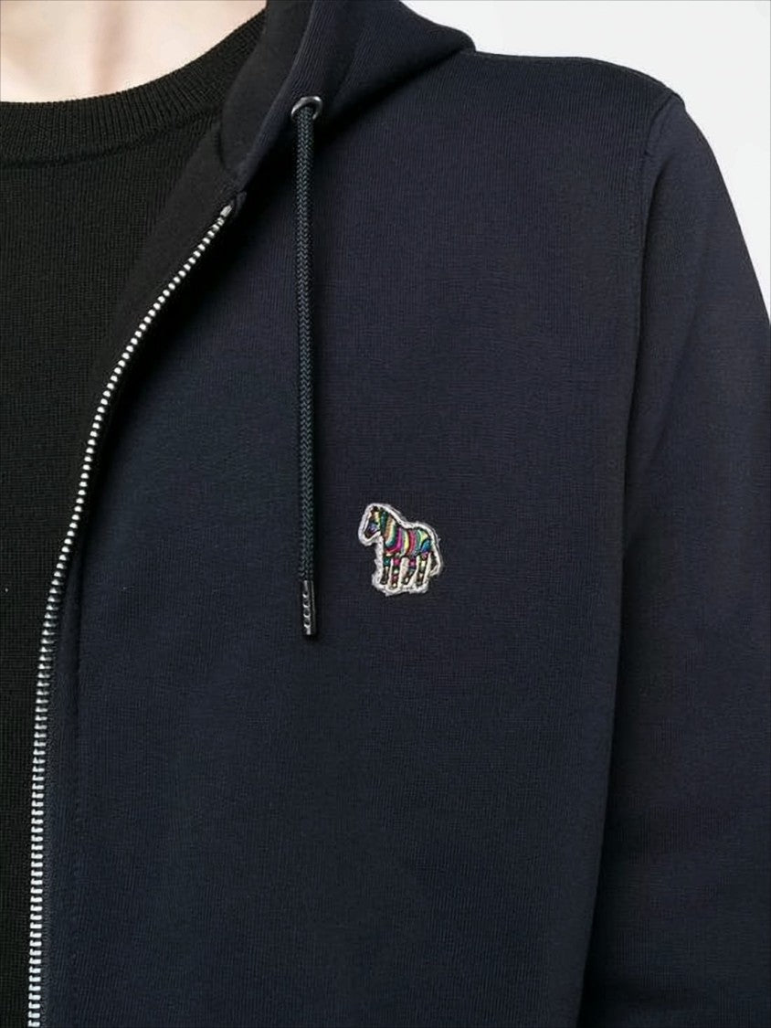Full Zip Hooded Sweatshirt with Embroidered Detail