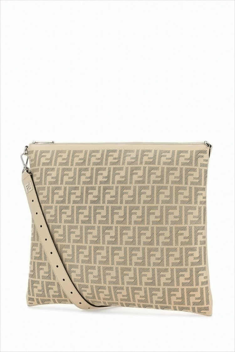 Textured Calfskin Clutch with Geometric Pattern and Detachable Strap