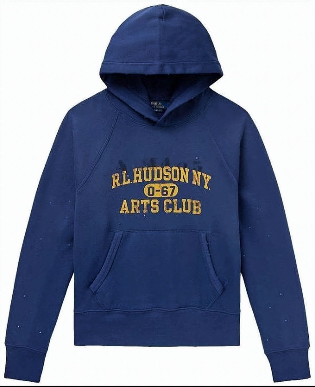 Blue Deep Pullover Embroidery Kangaroo Hoodie