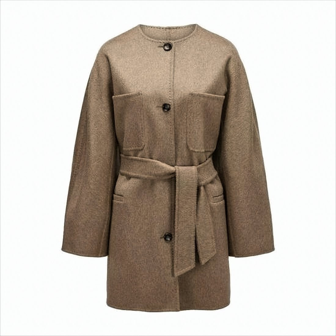 Mid-Length Cashmere Coat with Button-Down Front