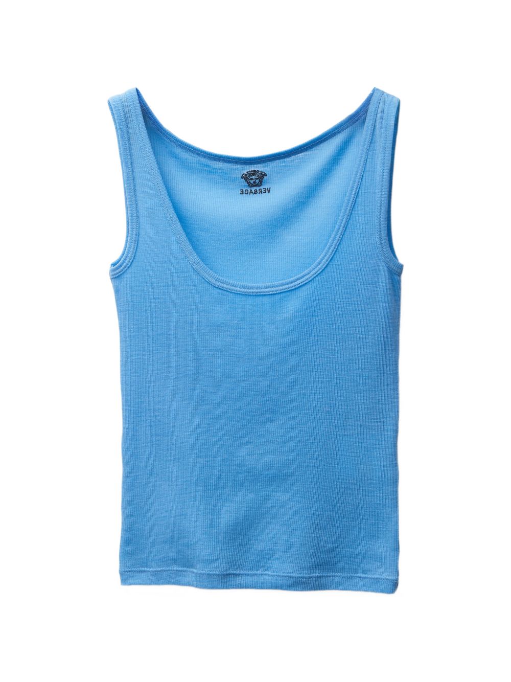 Ribbed Silk-Nylon Sleeveless Top With Subtle Logo