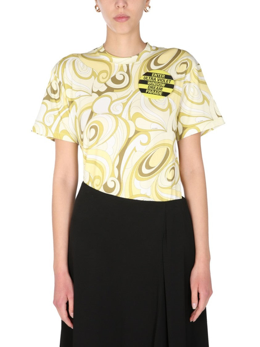 Hippie-Inspired Allover Pattern Crew Neck T-Shirt