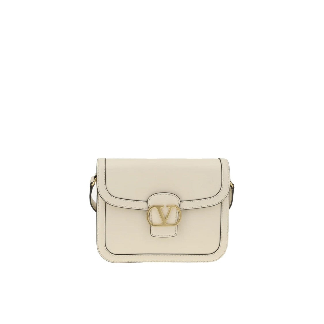 Compact White Leather Shoulder Bag