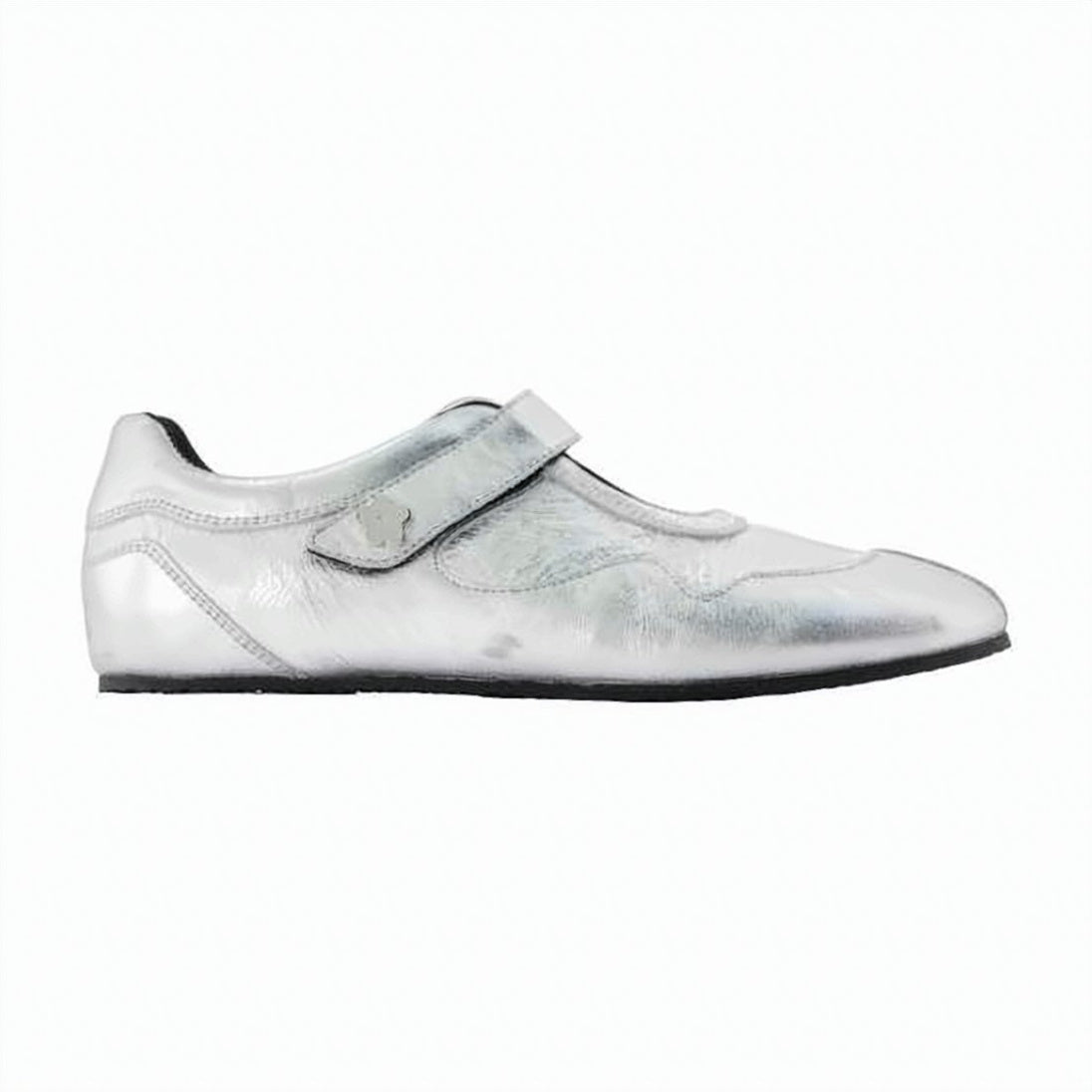 Metallic Finish Wide Strap Calf Leather Sneakers