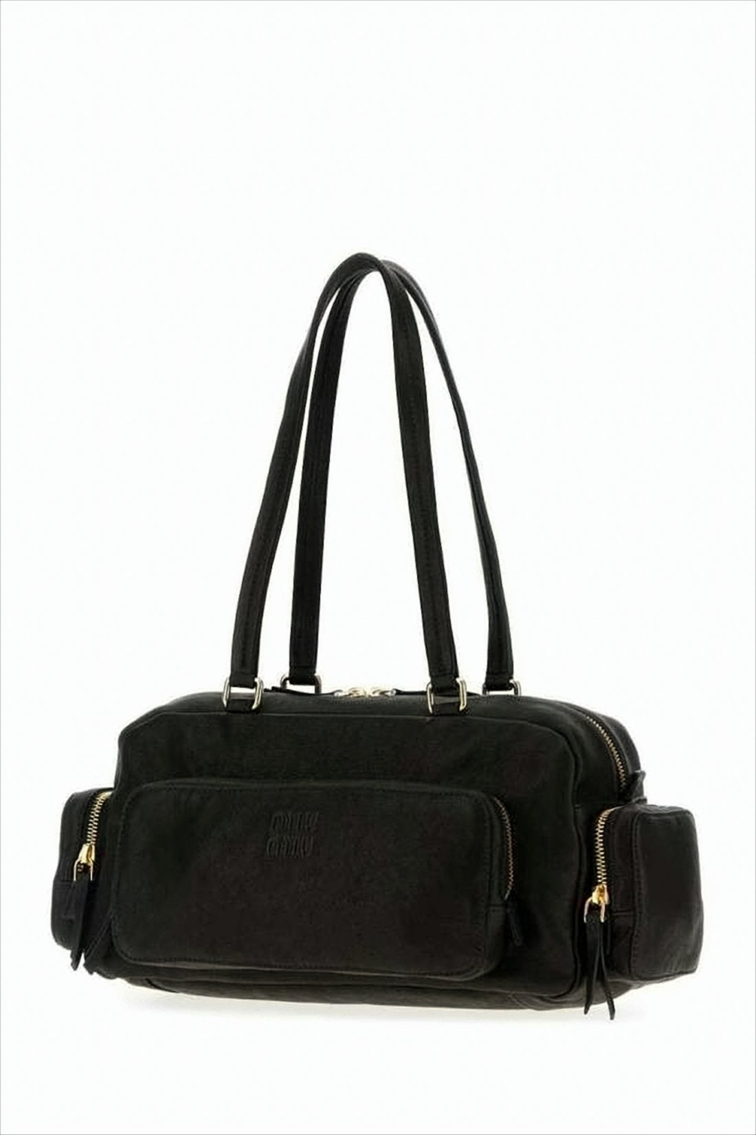 Soft Lambskin Shoulder Bag with Gold-tone Accents