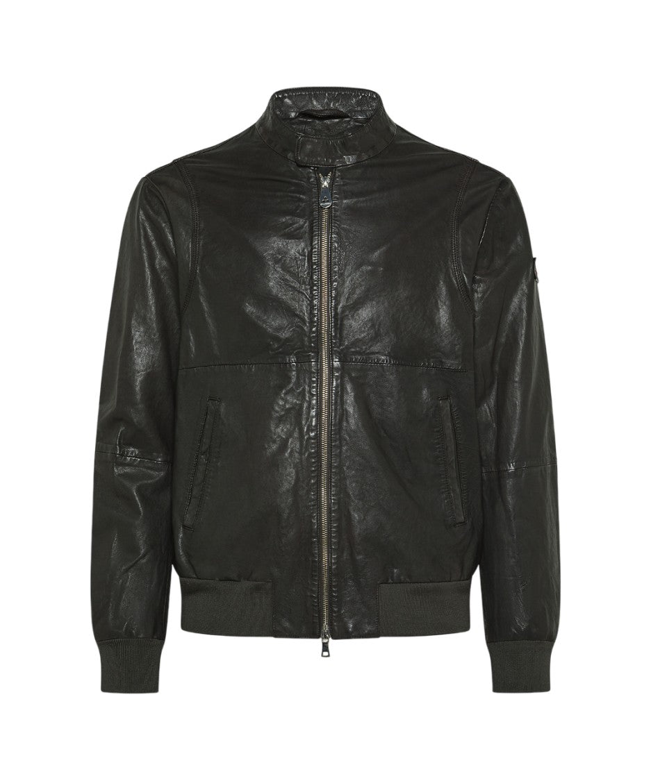 Stylish Grey Biker Leather Jacket