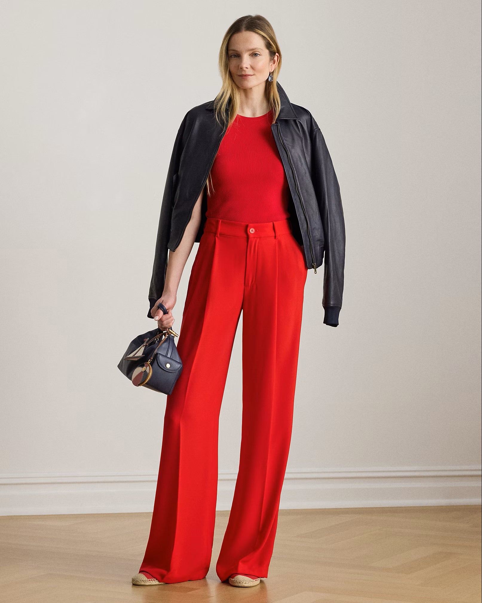 Red Kirahn Pleated Recycled Trousers