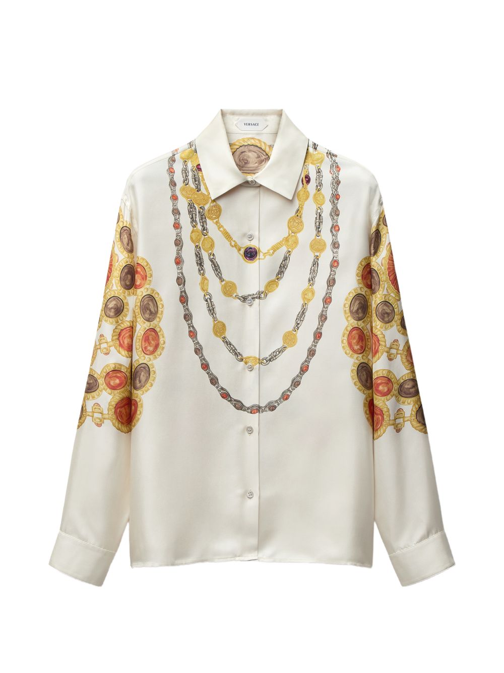 Silk And Nylon Top With Intricate Chain Medallion Prints