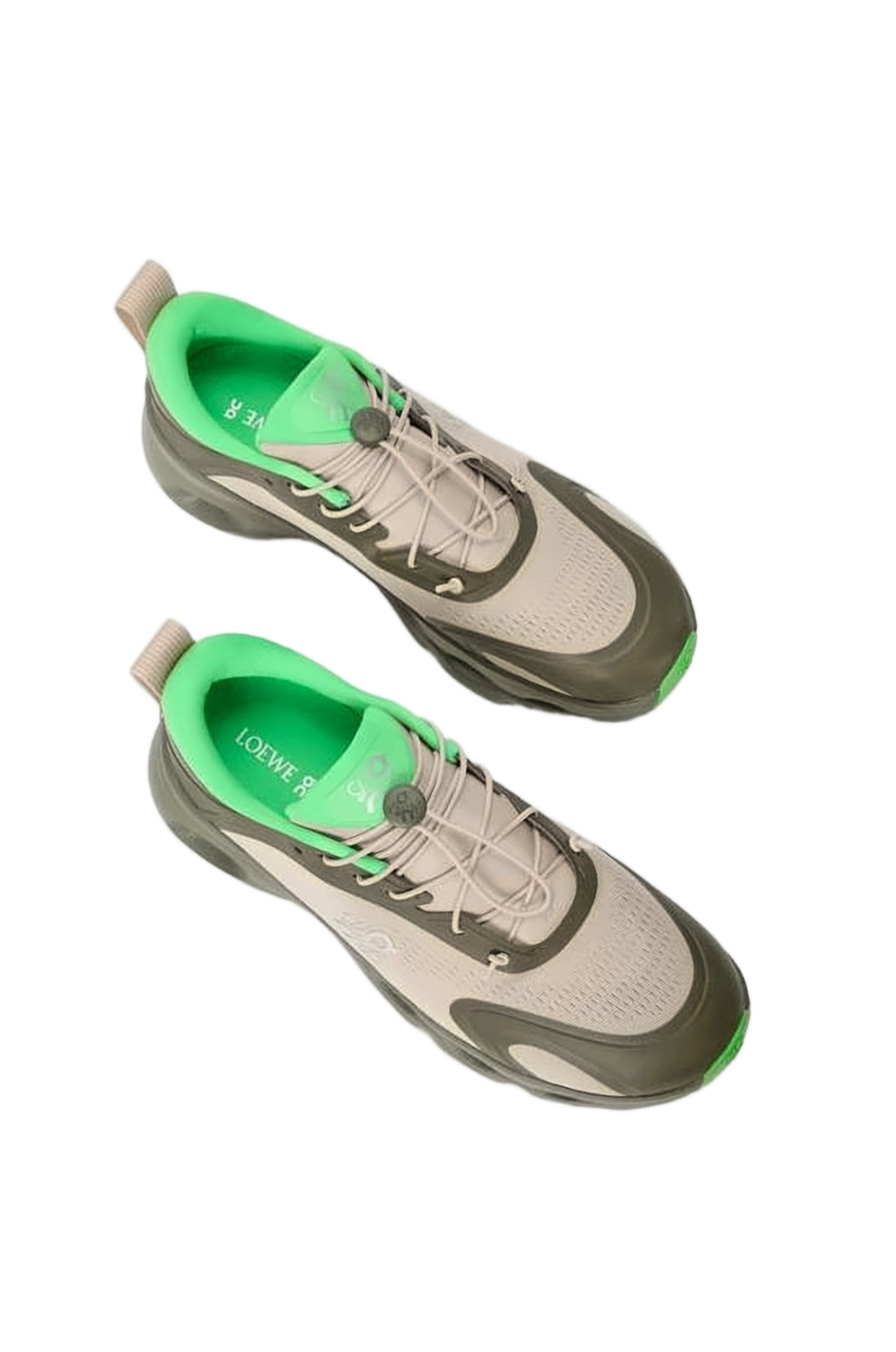 Modern Beige Sneakers with Olive Green Overlays