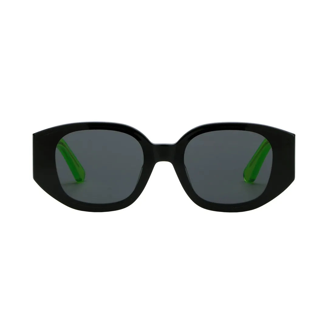 Rectangular Acetate Sunglasses With Neon Temples