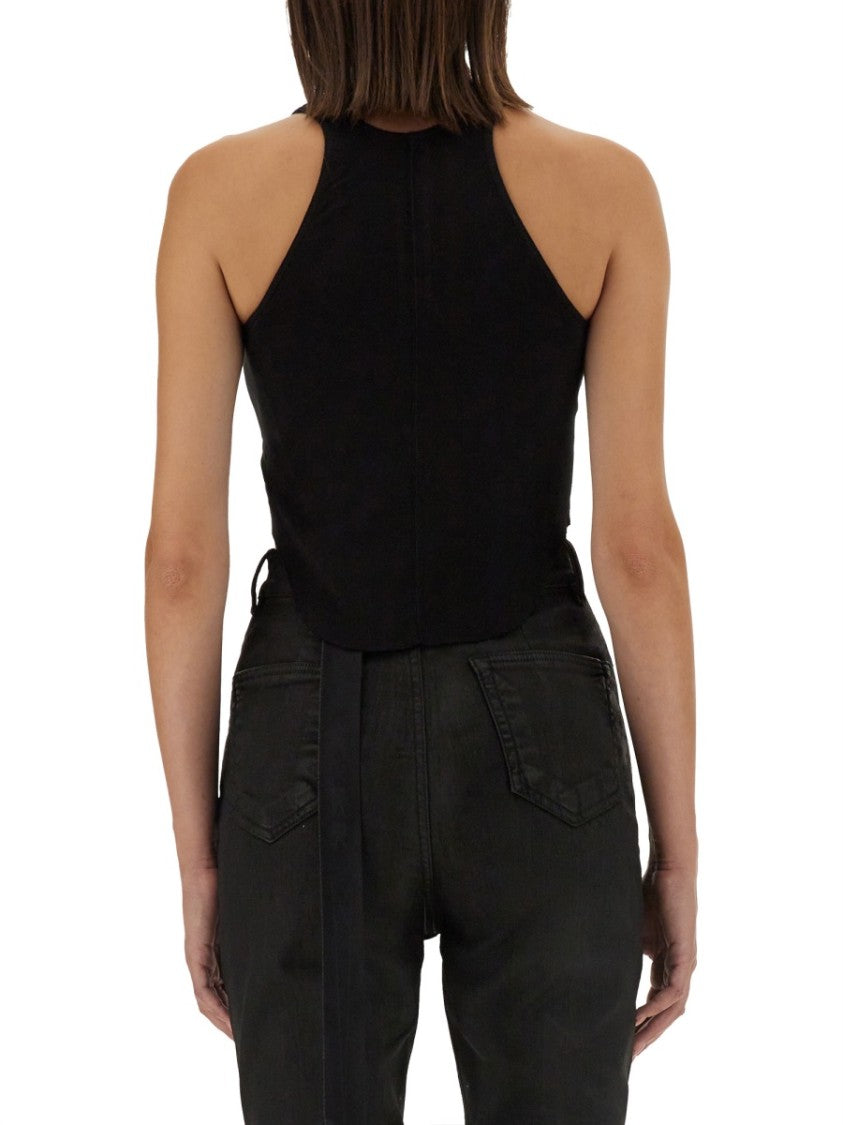 Fitted Black Cotton Tank Top