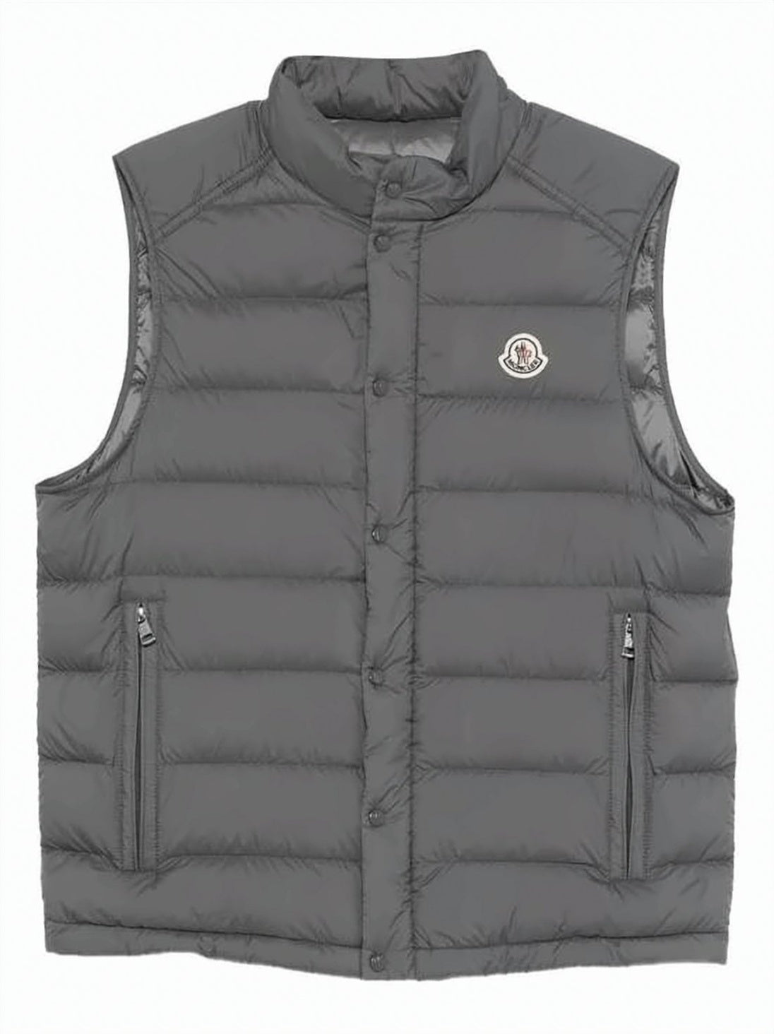 Padded Grey Vest with Stand Collar