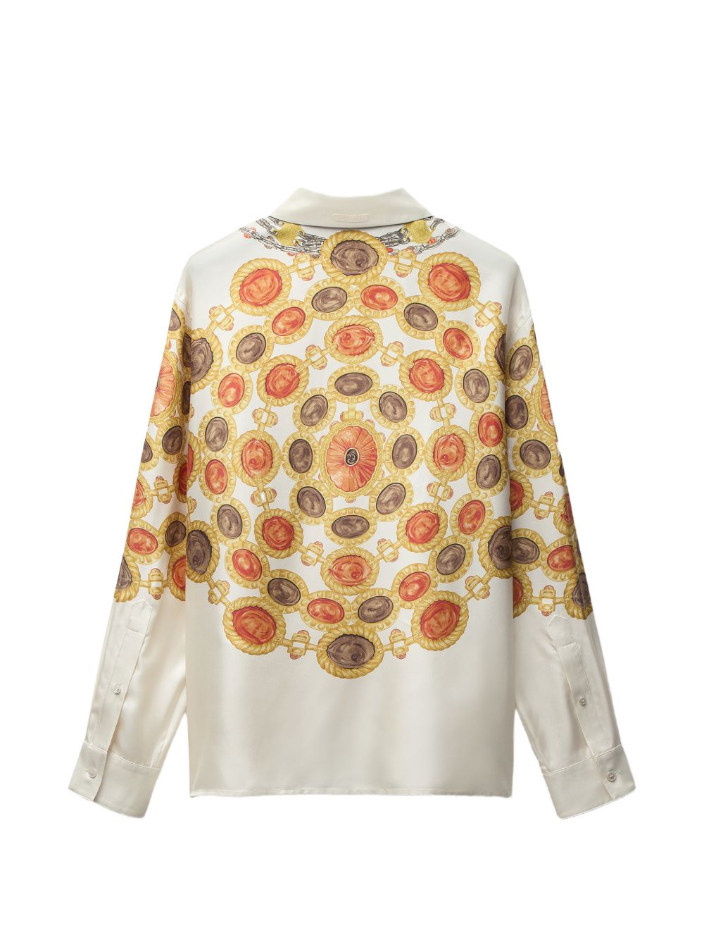 Silk And Nylon Top With Intricate Chain Medallion Prints
