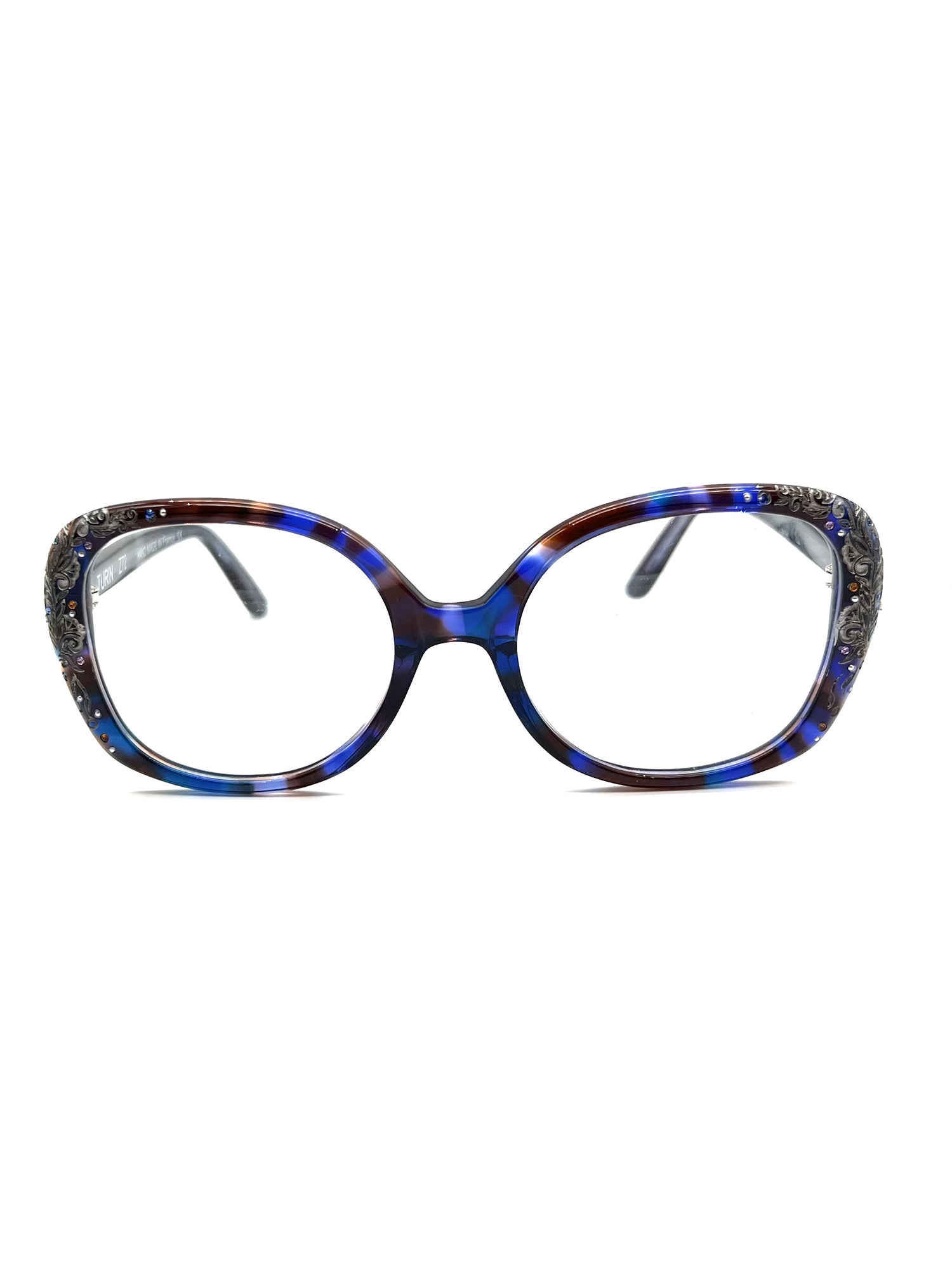 Oversized Cat-Eye Optical Frames with Intricate Temple Detailing