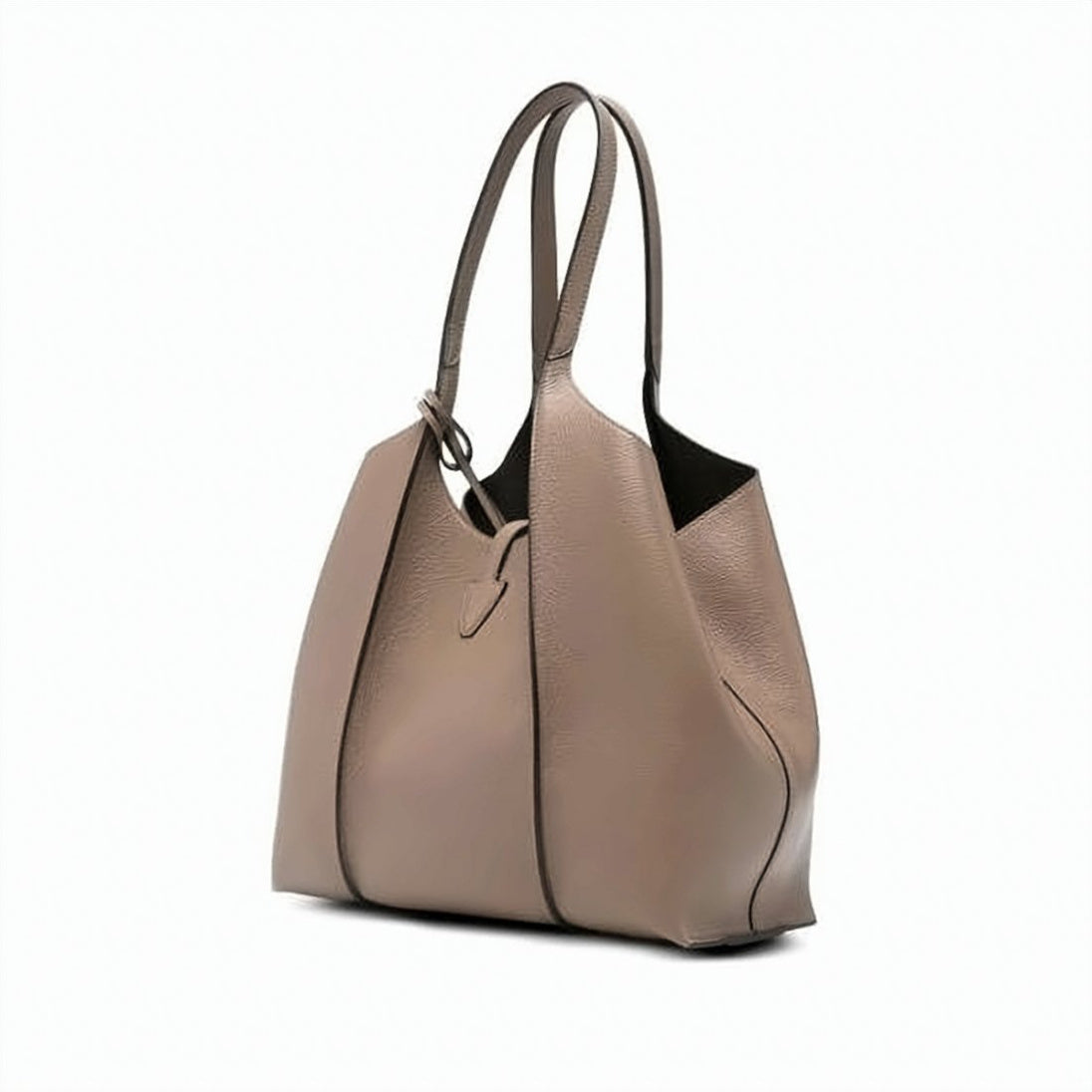 Structured Pebbled Calf Leather Small Shopper Bag