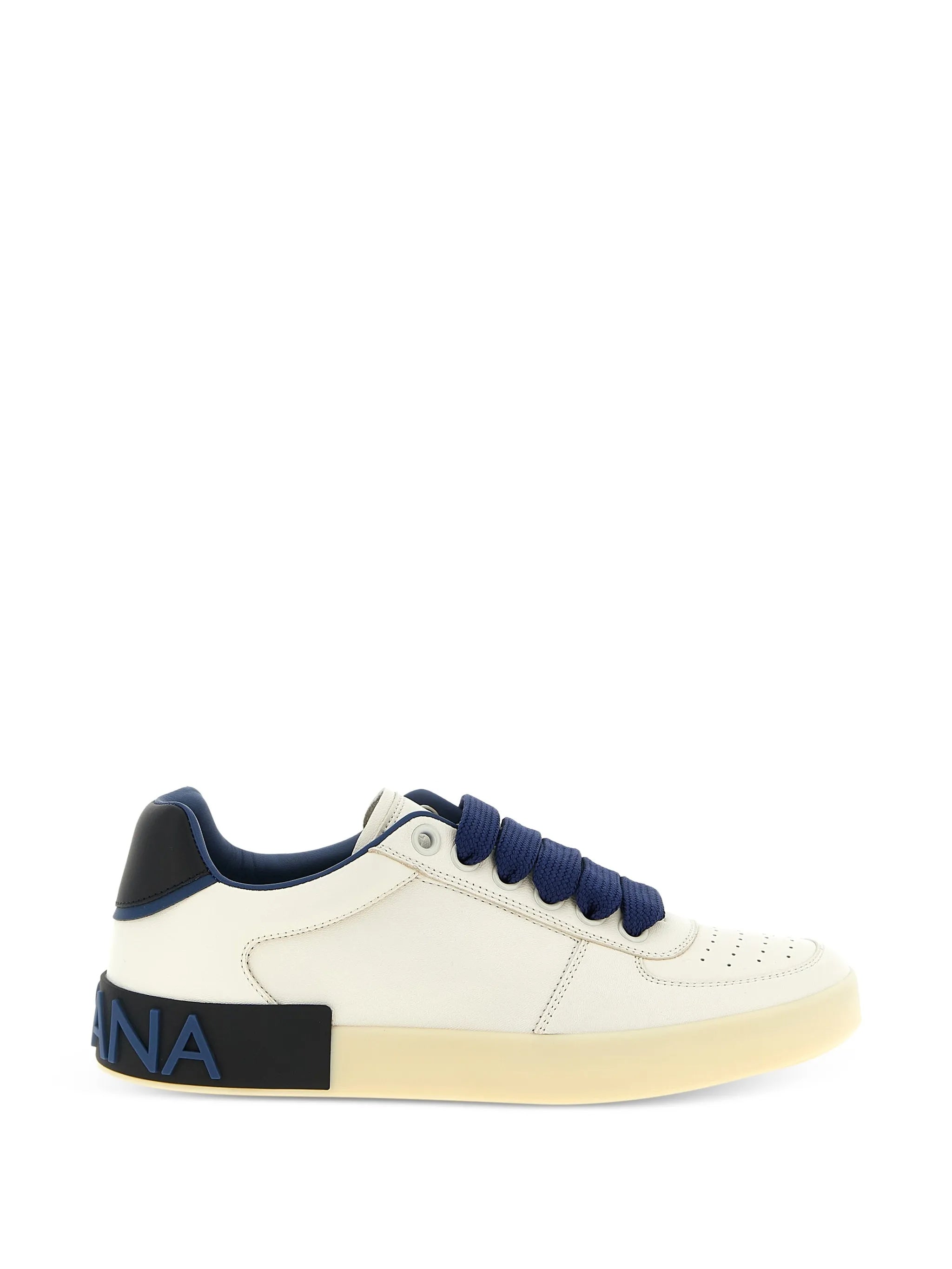 Beige Low-Top Perforated Leather Logo Sneakers