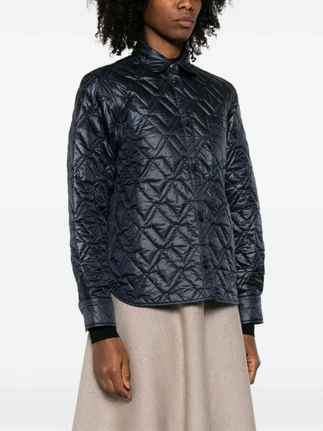 Quilted Black Jacket with Diamond Stitching