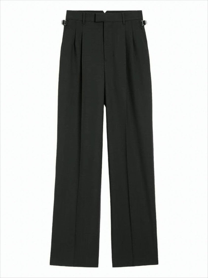 High-Waist Tailored Suit Pants with Wide-Leg Silhouette