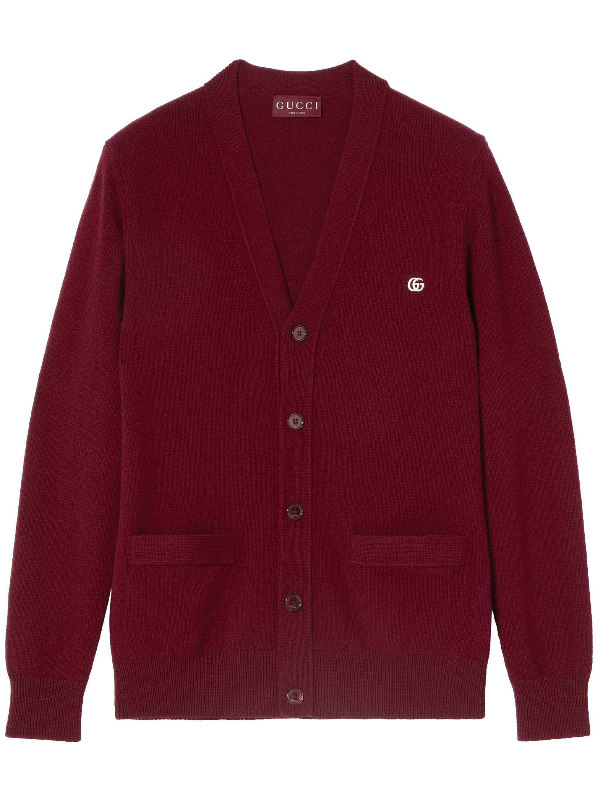Burgundy Deep V-Neck Button Cardigan
