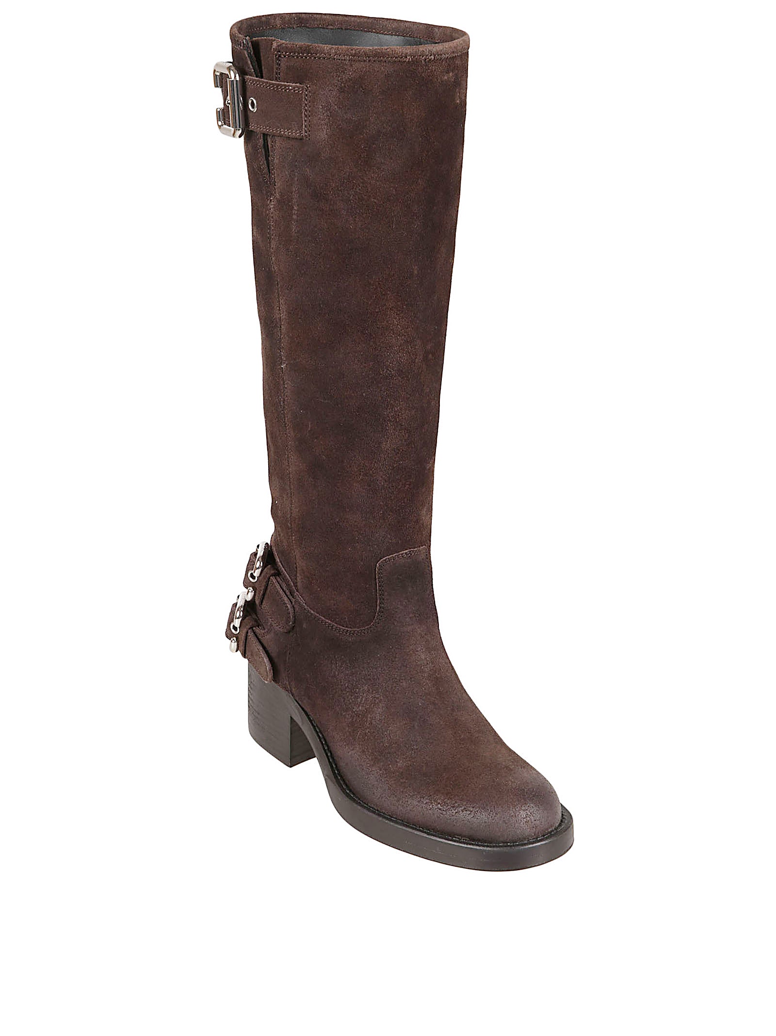 Mid-Calf Boots In Burnt Wood Calfskin