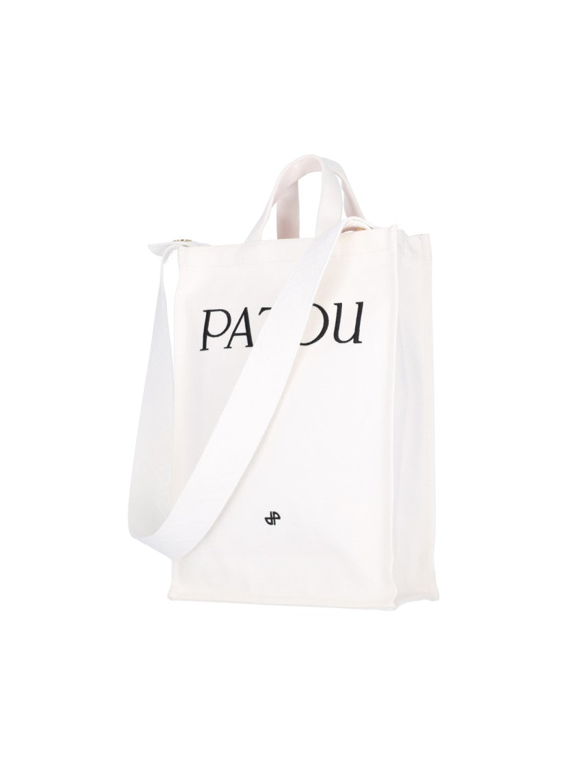 Vertical Logo Tote Bag – White