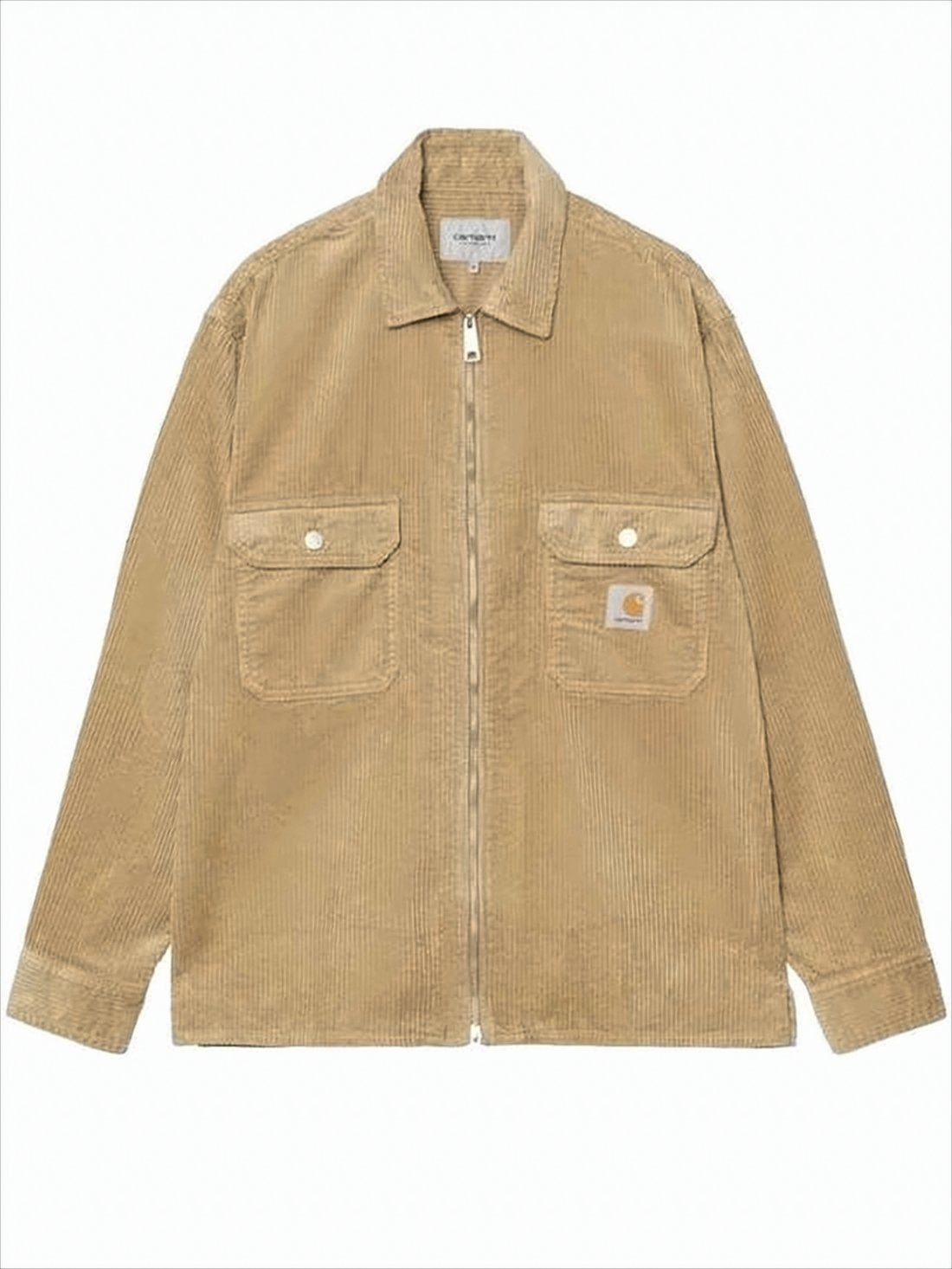 Brown Corduroy Jacket with Front Zipper Closure