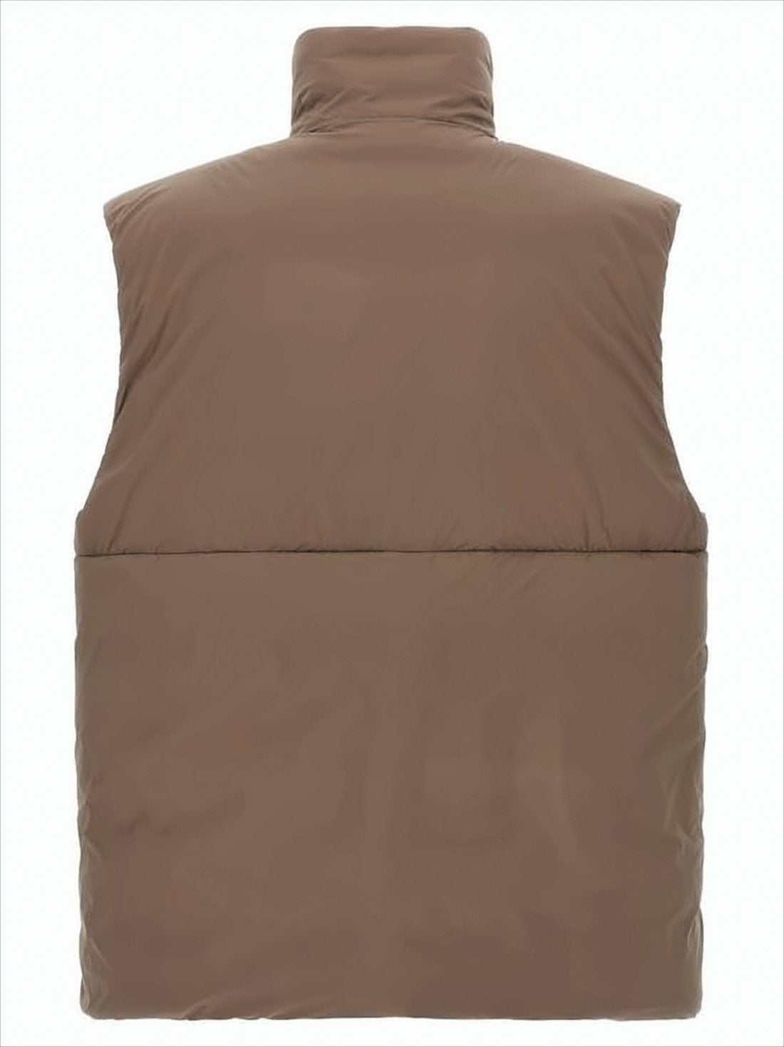 High-Collared Sleeveless Padded Vest With Concealed Pockets