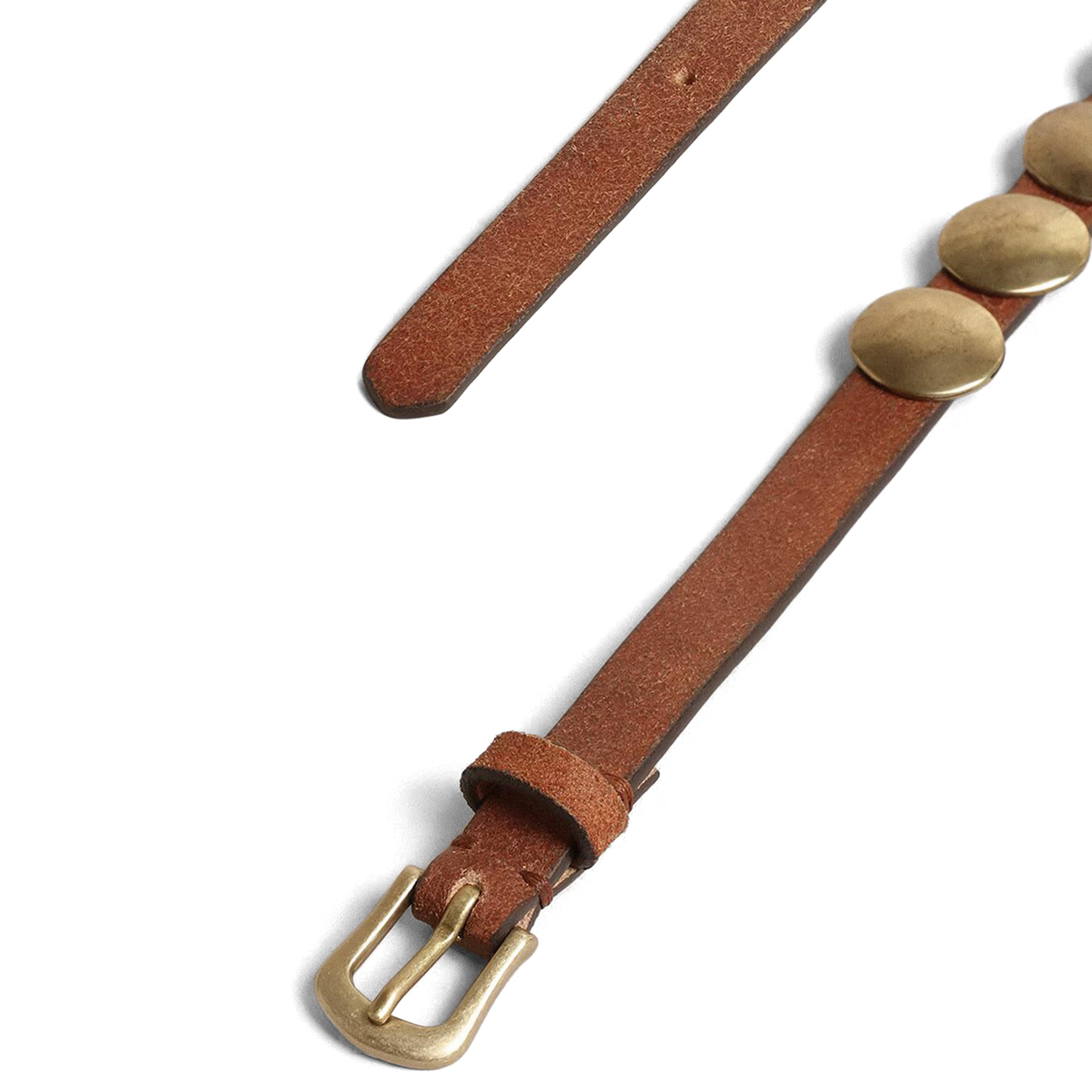 Brown Leather Belt With Brass Studs