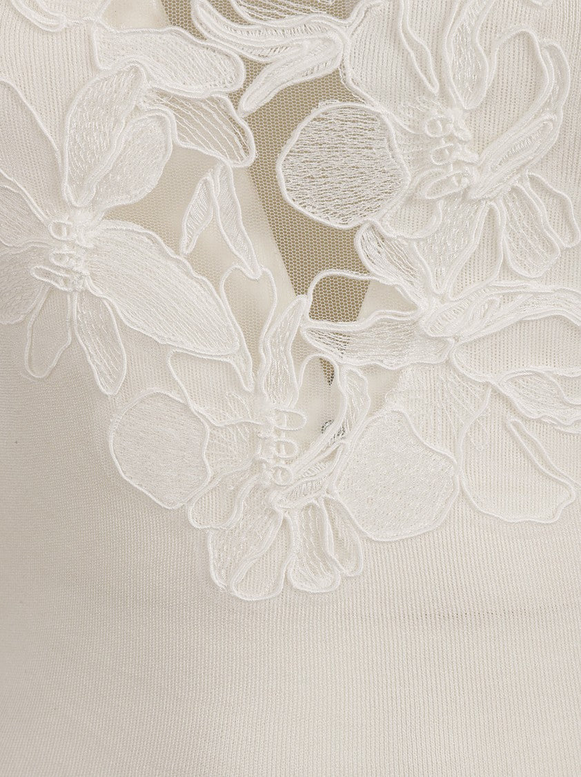 Sleeveless Top With Floral Embroidery