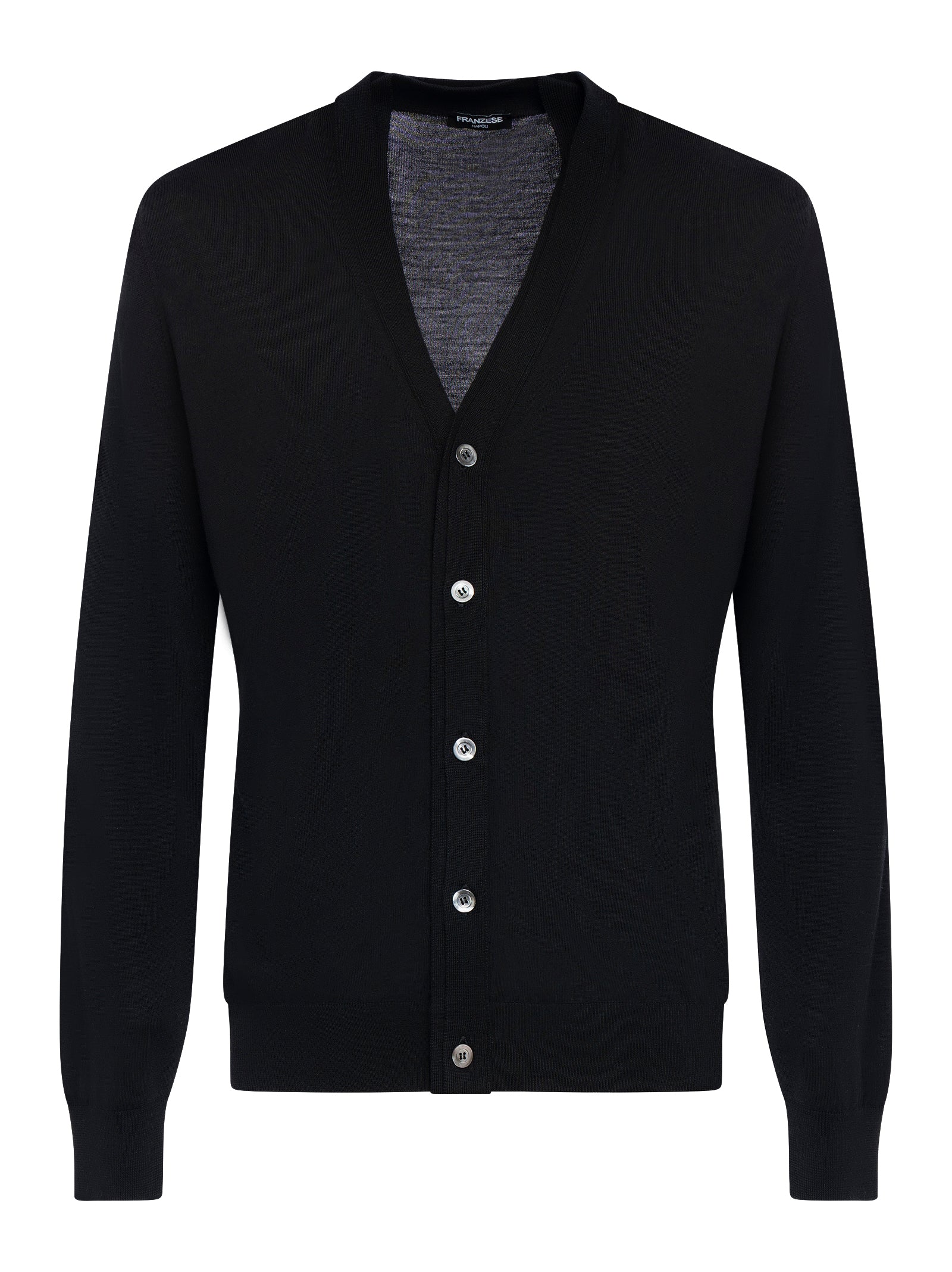 Button-Up V-Neck Merino Wool Sweater