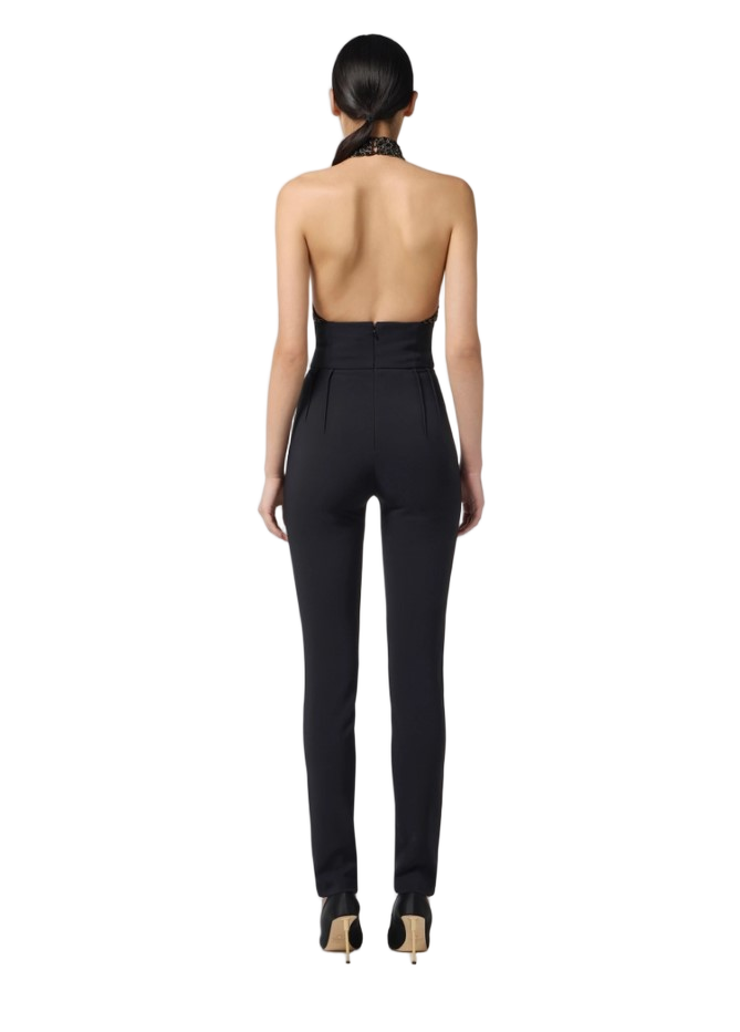 Tulle And Crepe Jumpsuit With Coconut Embroidery