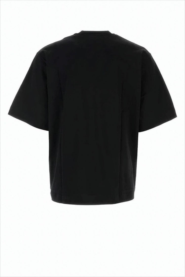 Boxy Black Short-Sleeve T-Shirt with Bold Logo Detail