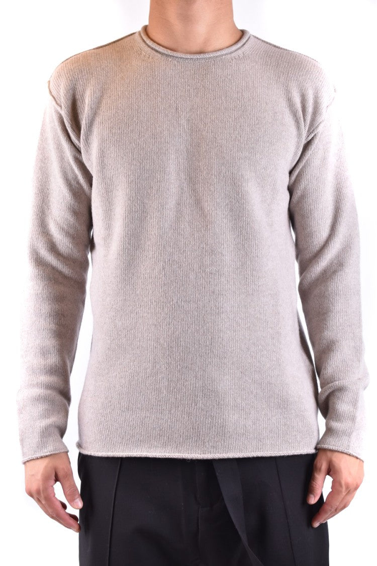 Beige Cashmere-Wool Blend Knit Sweater