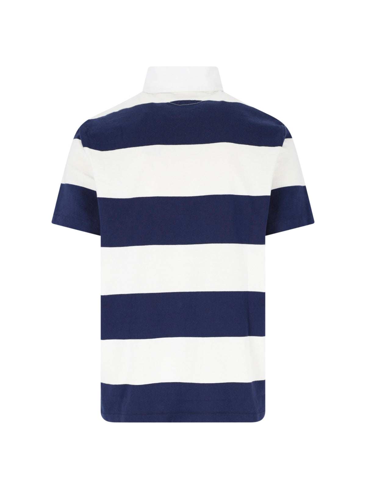 Navy/White Striped Short-Sleeve Polo