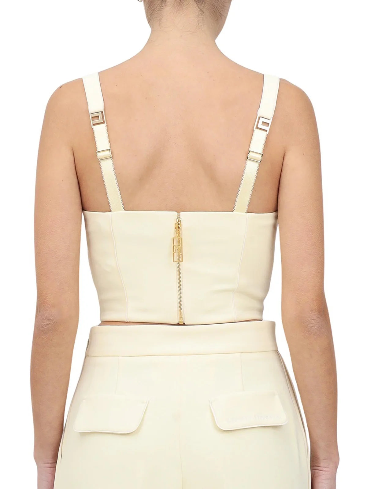 Cream Polyester Elastane Stretch Top