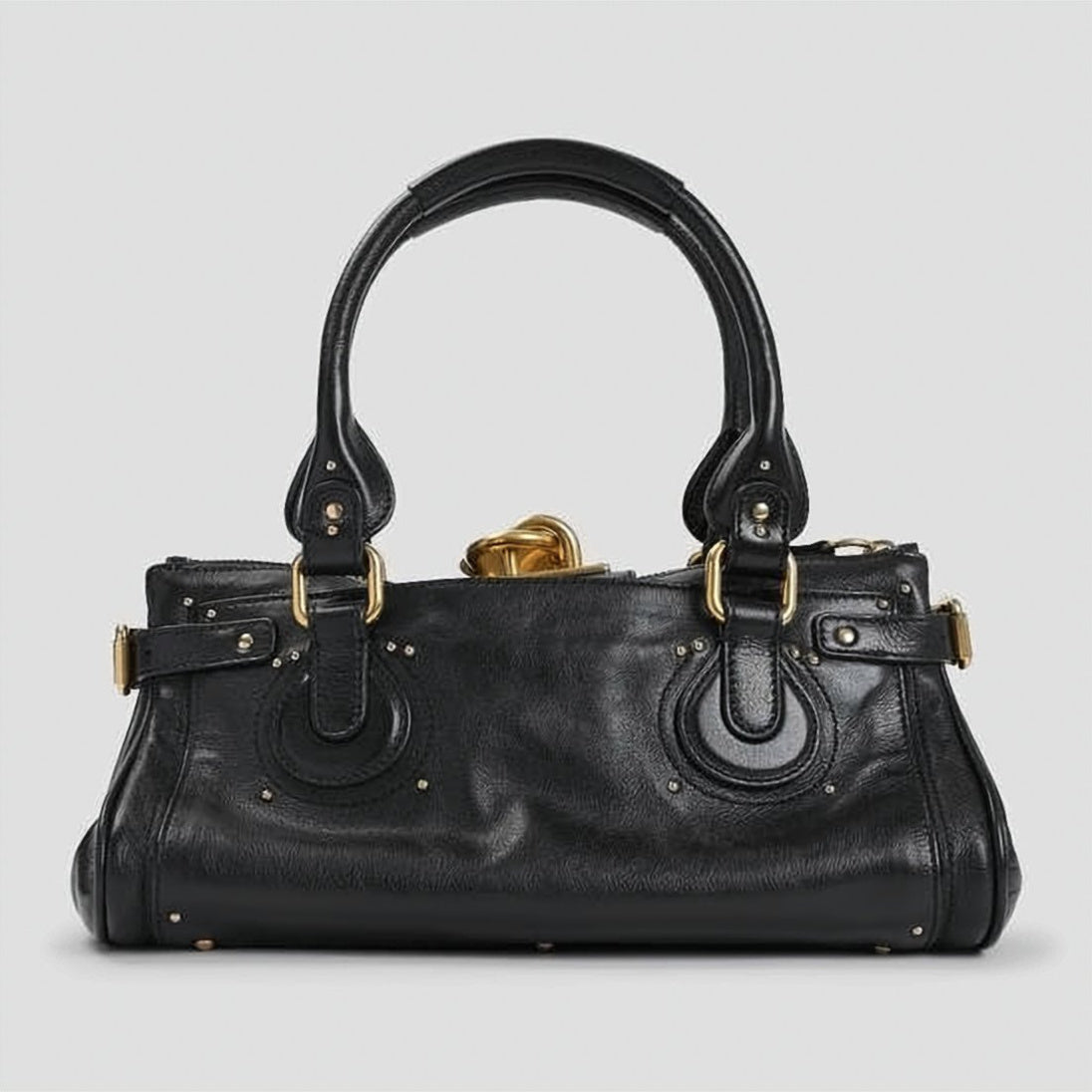 Smooth Leather Shoulder Bag with Gold-tone Hardware