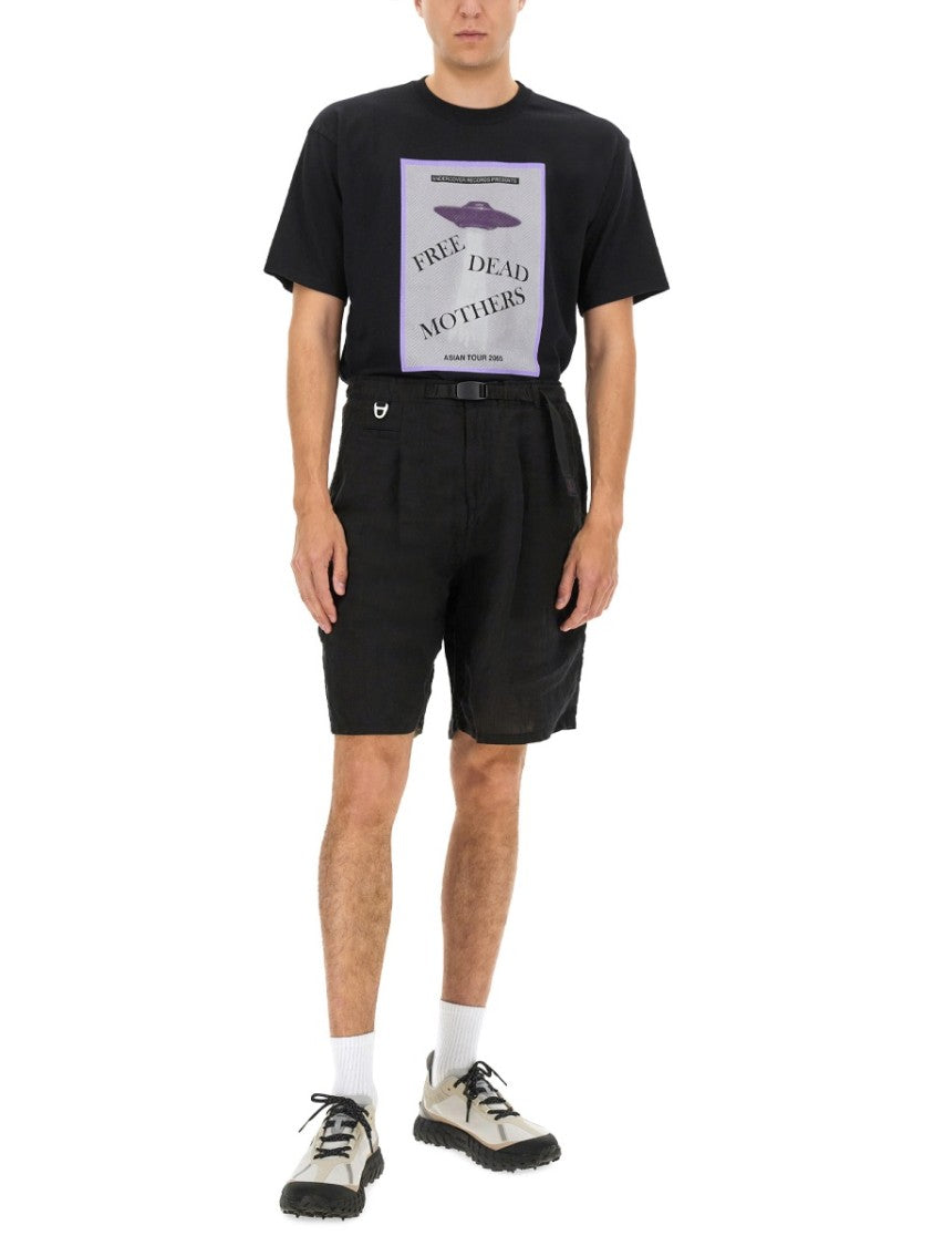 Relaxed Fit Black Linen Shorts